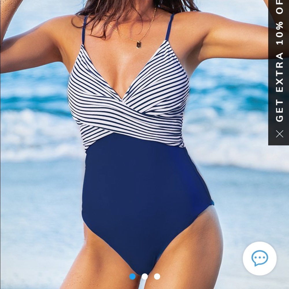 NWT Cupshe blue and white stripe one piece